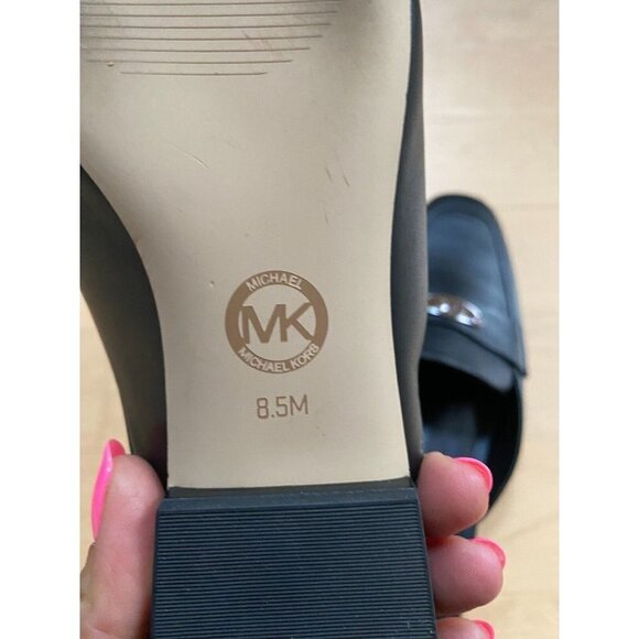 MICHAEL Michael Kors BNWT "Ashley" black logo plate mules women NEW - Picture 8 of 10